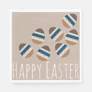 Chocolate Happy Easter Eggs Earth Tone Blue Brown Napkins