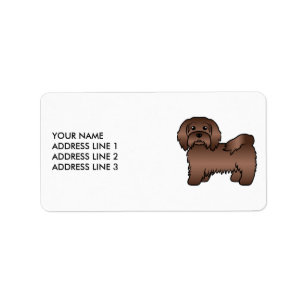 Chocolate Havanese Cute Cartoon Dog & Custom Text Label