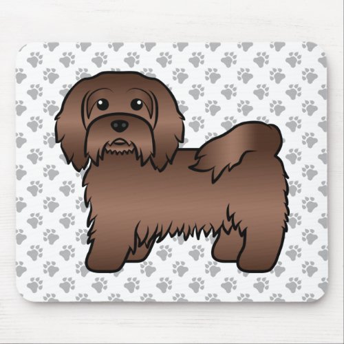 Chocolate Havanese Cute Cartoon Dog Illustration Mouse Pad