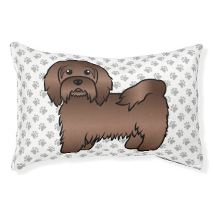 Chocolate Havanese Cute Cartoon Dog Illustration Pet Bed