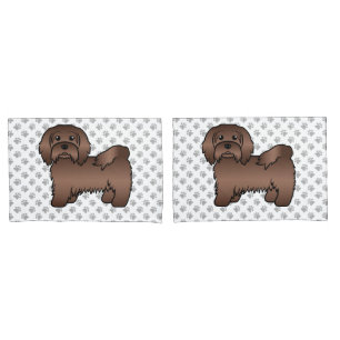 Chocolate Havanese Cute Cartoon Dog Illustration Pillow Case