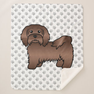 Chocolate Havanese Cute Cartoon Dog Illustration Sherpa Blanket