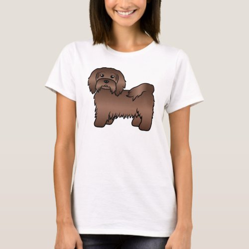Chocolate Havanese Cute Cartoon Dog Illustration T_Shirt