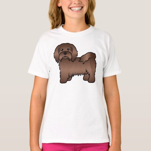 Chocolate Havanese Cute Cartoon Dog Illustration T_Shirt