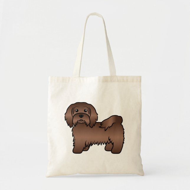 Chocolate Havanese Cute Cartoon Dog Illustration Tote Bag (Front)