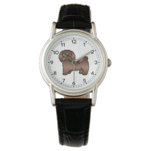 Chocolate Havanese Cute Cartoon Dog Illustration Watch