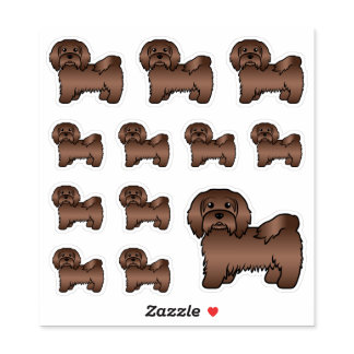 Chocolate Havanese Cute Cartoon Dog Illustrations Sticker