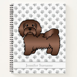Chocolate Havanese Cute Cartoon Dog &amp; Name Notebook