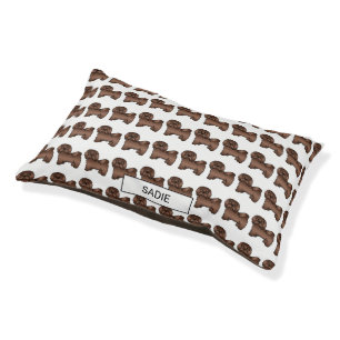 Chocolate Havanese Cute Cartoon Dog & Name Pet Bed