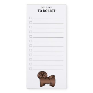 Chocolate Havanese Cute Cartoon Dog To Do List Magnetic Notepad