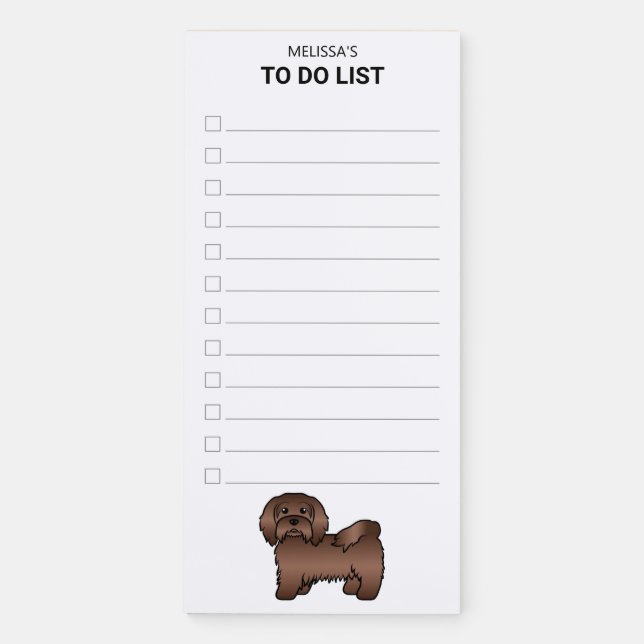 Chocolate Havanese Cute Cartoon Dog To Do List Magnetic Notepad (Front)