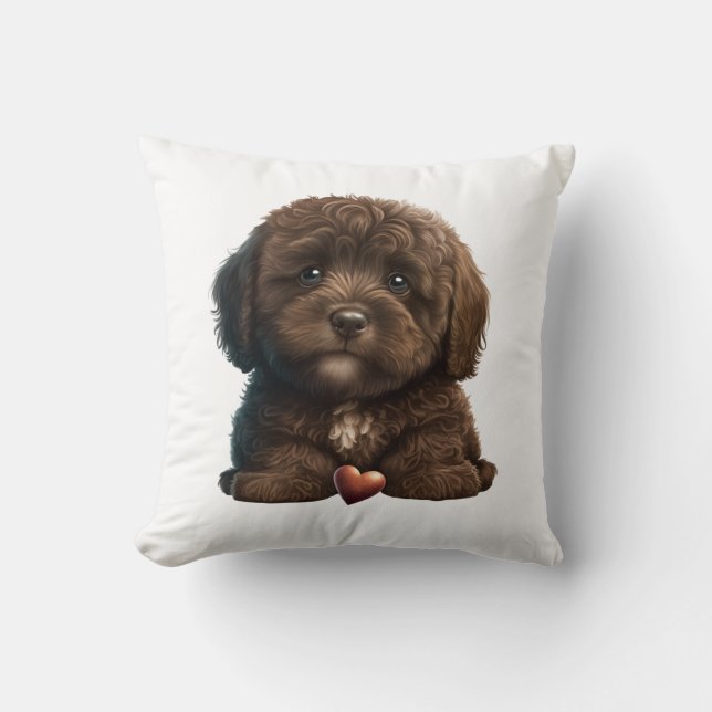 Chocolate Havanese Puppy Love Design By HavaHug  Throw Pillow (Front)