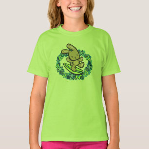 Chocolate Hawaiian Surfing Bunny Cartoon Turq T-Shirt