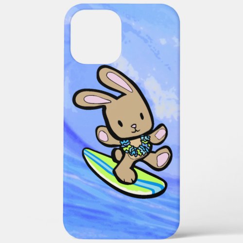 Chocolate Hawaiian Surfing Bunny Lime and Blue iPhone 12 Pro Max Case