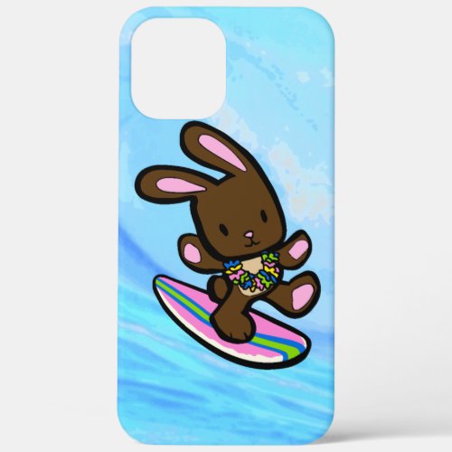 Chocolate Hawaiian Surfing Bunny Pink and Turq iPhone 12 Pro Max Case