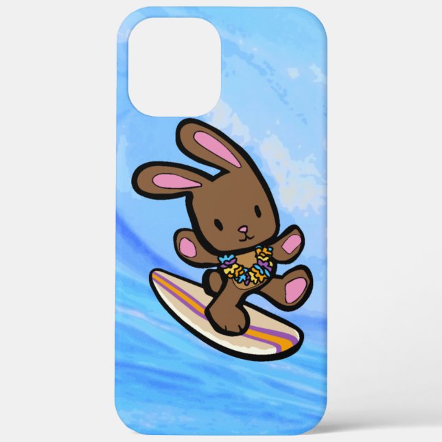 Chocolate Hawaiian Surfing Bunny Purple Case-Mate iPhone Case (Back)