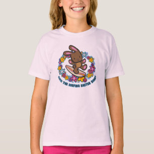 Chocolate Hawaiian Surfing Easter Bunny Cartoon T-Shirt