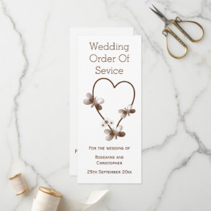 Chocolate Heart And Butterflies Wedding Program