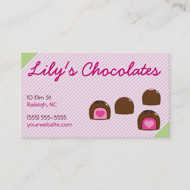 Chocolate Heart Bonbons Business Card (Front)