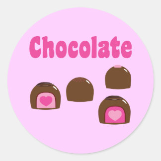 Chocolate Heart Bonbons Classic Round Sticker