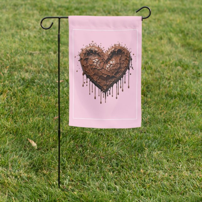 Chocolate Heart Valentine Garden Flag (In SItu)