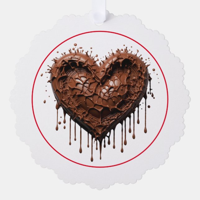 Chocolate Heart Valentine Ornament Card (Front)