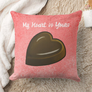 Chocolate Heart Valentines Day Throw Pillow