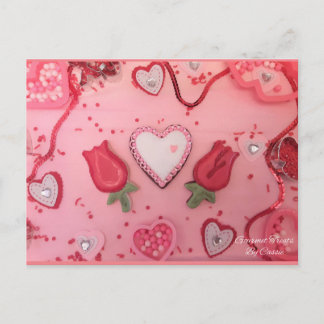 Chocolate Hearts and Roses Sugar Cookies Postcard