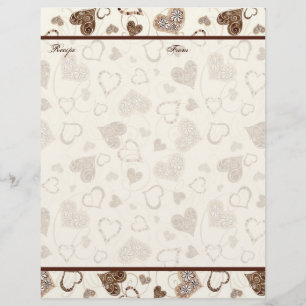 Chocolate Hearts Bridal Wedding Gift Recipe Pages