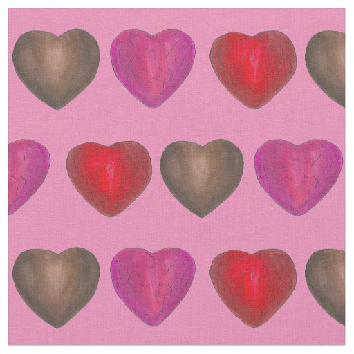 Chocolate Hearts Candy Valentine's Day Pink Red Fabric