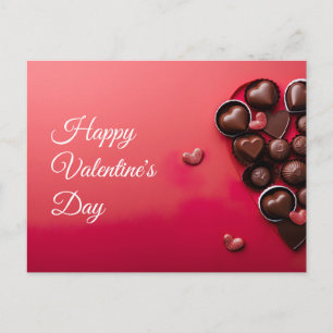 Chocolate hearts on dark red ground Valentine's Postcard