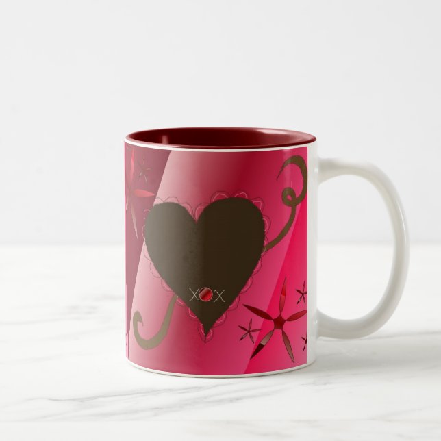 Chocolate Hearts Two-Tone Coffee Mug (Right)