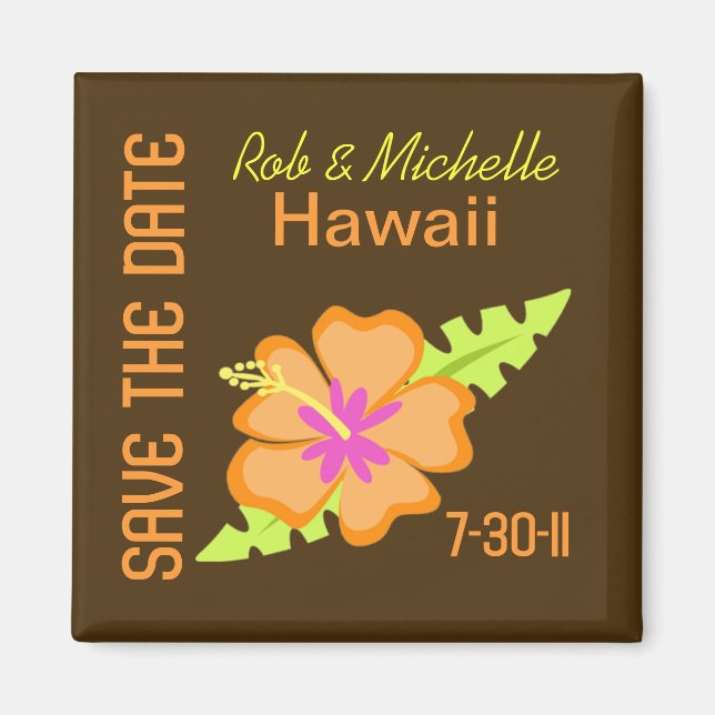 Chocolate Hibiscus Custom Magnet Favor (Front)