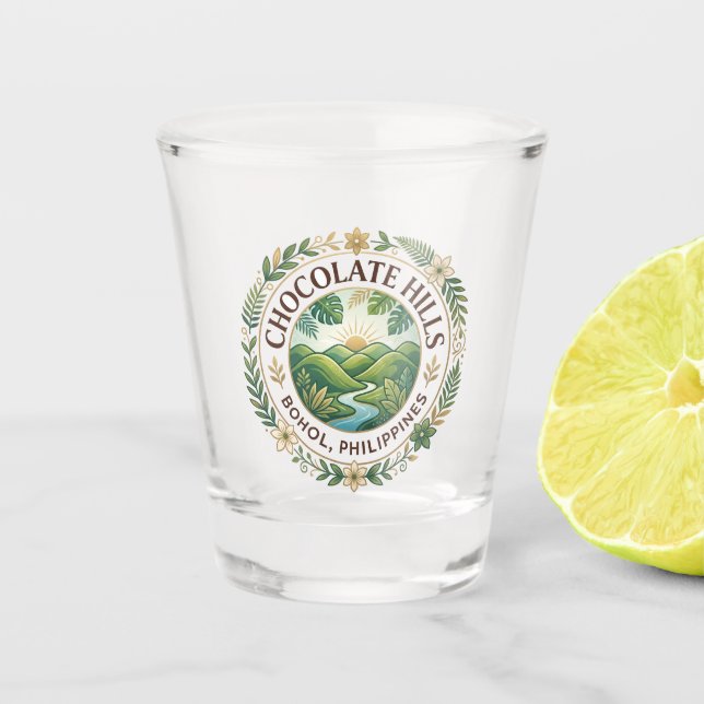 Chocolate Hills Philippines Shot Glass (Front)