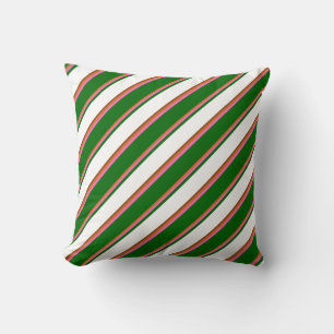 Chocolate, Hot Pink, Dark Green, White, and Brown Throw Pillow