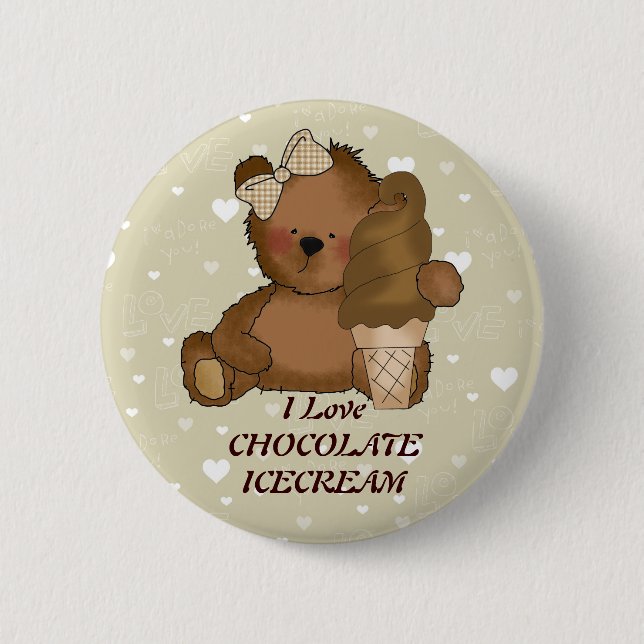 Chocolate Ice Cream Bear Button (Front)