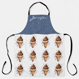 Chocolate Ice Cream Cone All-Over Print Apron