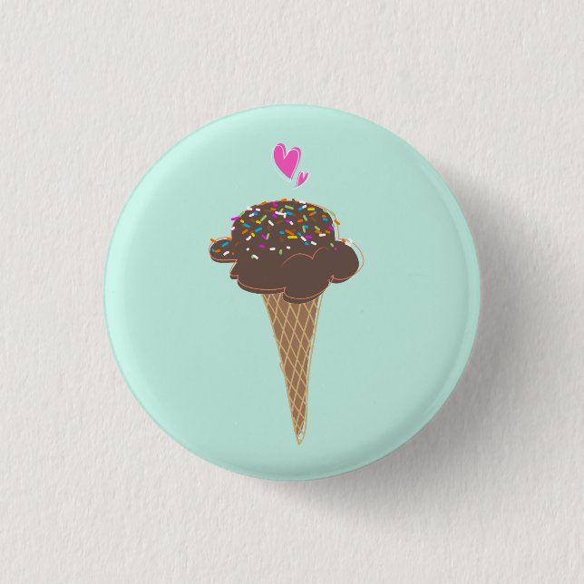 Chocolate Ice Cream Cone   Button (Front)