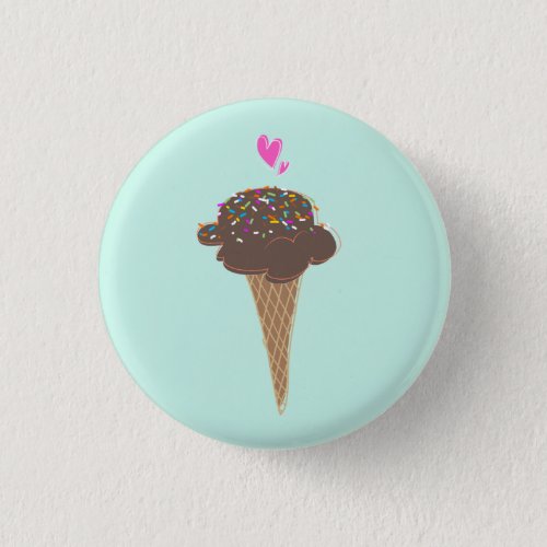 Chocolate Ice Cream Cone   Button