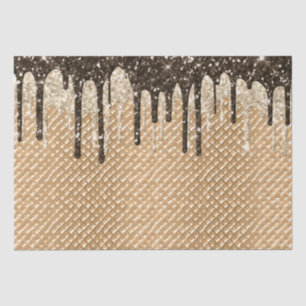 Chocolate Ice Cream Cone Glitter Drips Tissue Paper
