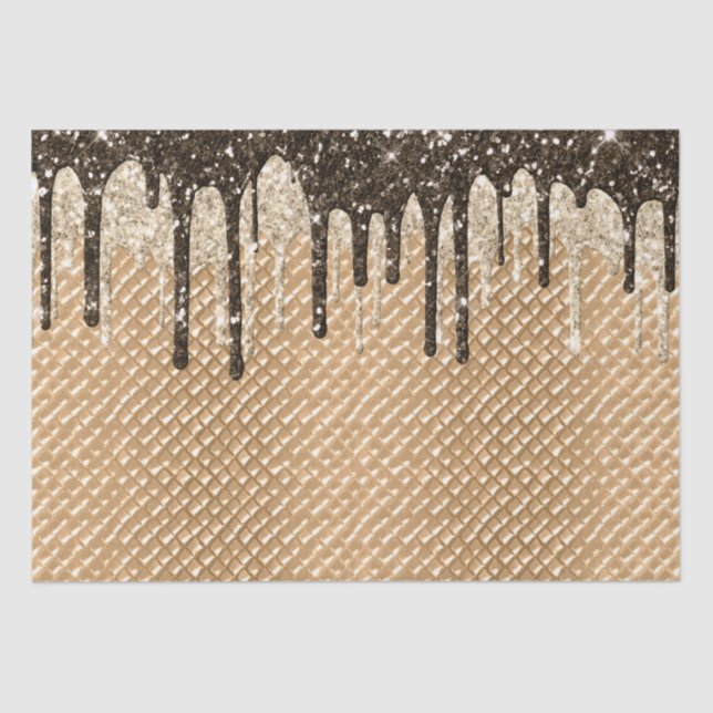 Chocolate Ice Cream Cone Glitter Drips  Tissue Paper (Front)