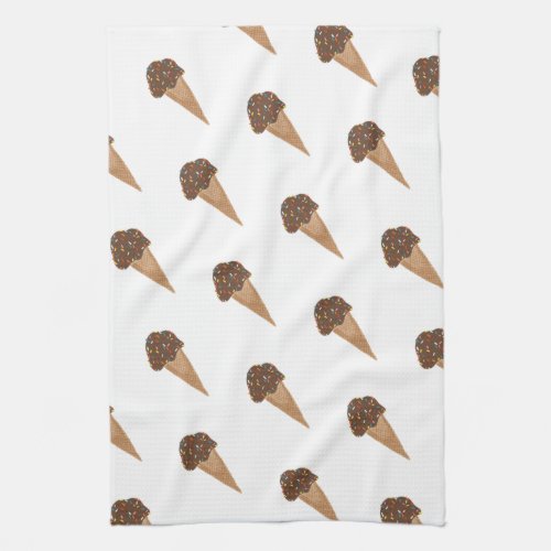 Chocolate ice cream cone pattern kitchen towel