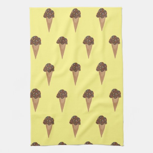 Chocolate ice cream cone pattern kitchen towel