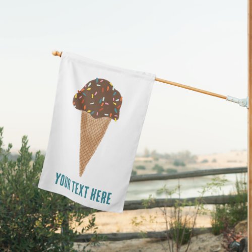 Chocolate Ice Cream Cone Summertime Fun CUSTOM  House Flag