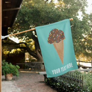 Chocolate Ice Cream Cone Summertime Fun CUSTOM  House Flag