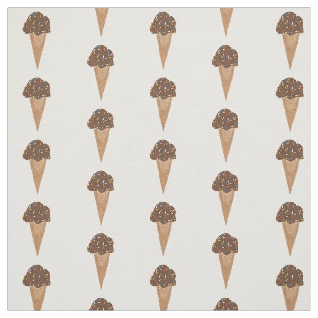 Chocolate Ice Cream Cones Pattern Fabric (Swatch)
