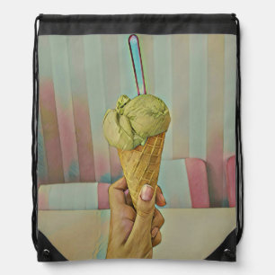 Chocolate ice cream drawstring bag