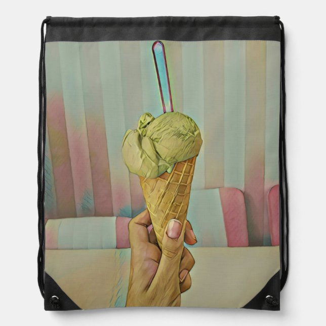 Chocolate ice cream drawstring bag (Front)