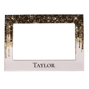 Chocolate Ice Cream Glitter Drips Personalized Magnetic Frame