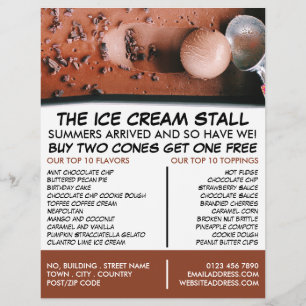 Chocolate Ice Cream, Ice Cream Parlor Advertising Flyer